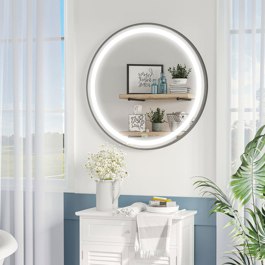 LED Bathroom Mirror for Vanity, Dimmable Lighted Anti Fog Wall Mirror with 3 Temperature Colors, Plug-in, 24 Inch