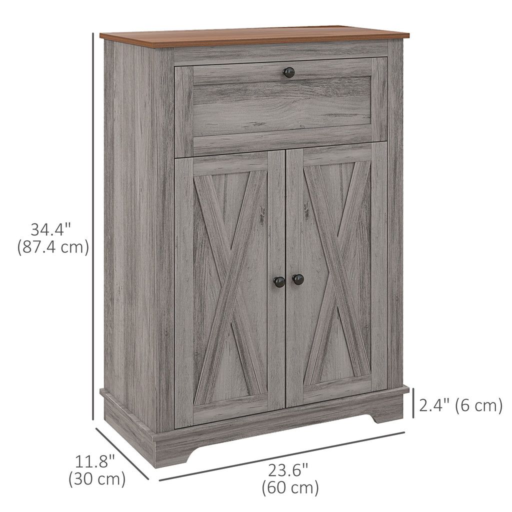 Storage Cabinet Farmhouse Sideboard Storage Cabinet with Doors and Drawer for Kitchen, Living Room, Grey Wash