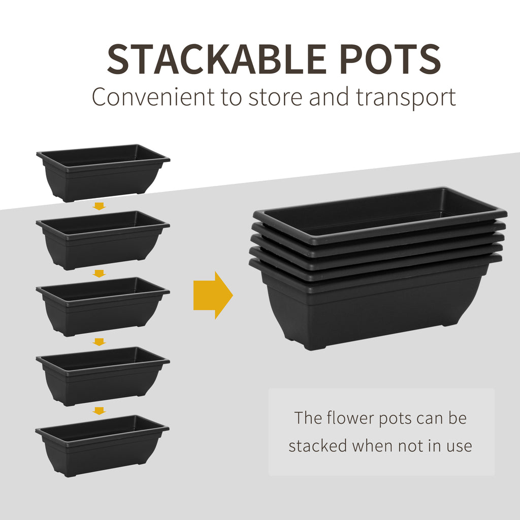 5-Tier Raised Garden Bed with 5 Planter Box, Outdoor Plant Stand Grow Containers with Leaking Holes, Brown