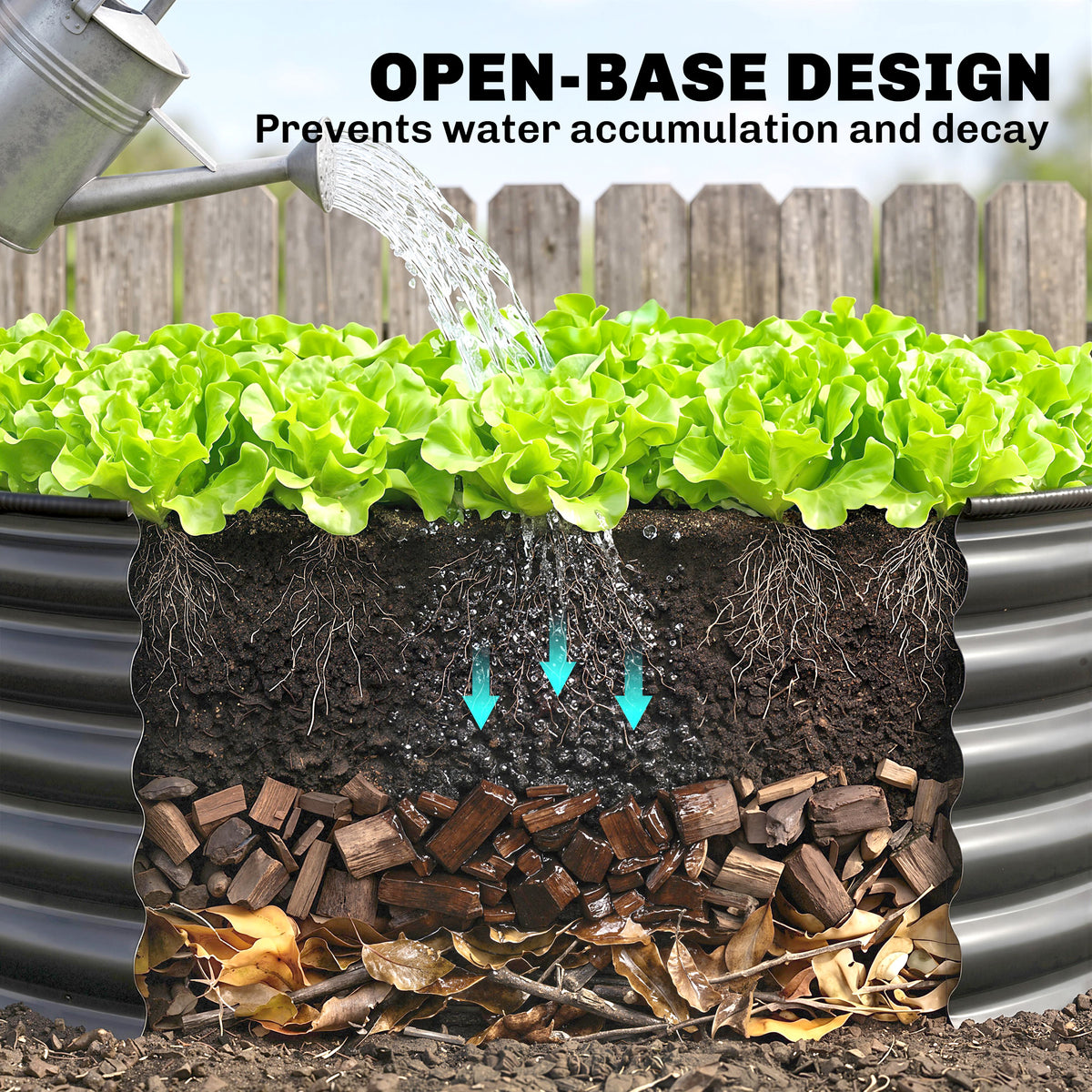 Galvanized Raised Flower Bed, 4 x 4 x 1.5 ft Outdoor Metal Raised Bed with Safety Edging and Gloves, Dark Grey