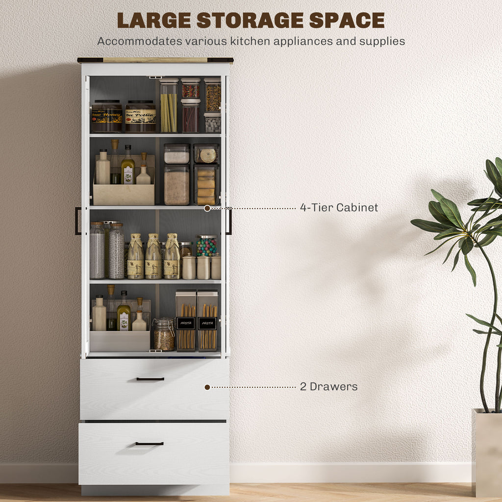 67" Tall Kitchen Pantry Storage Cabinet, Kitchen Pantry Cabinet with Doors, Drawers and Adjustable Shelves, Cream White