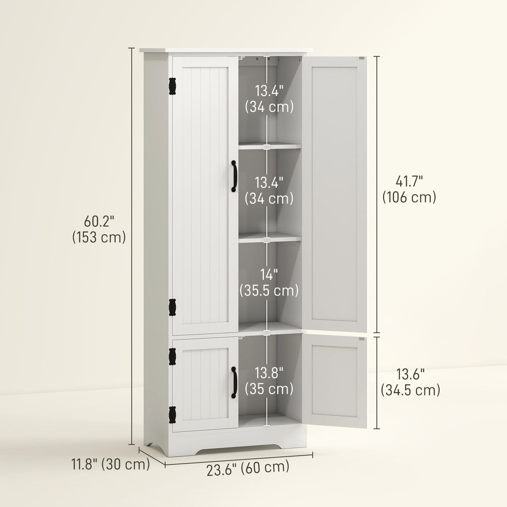 48" 4-Door Storage Cabinet Multi-Storey Large Space Pantry with Adjustable Shelves Black