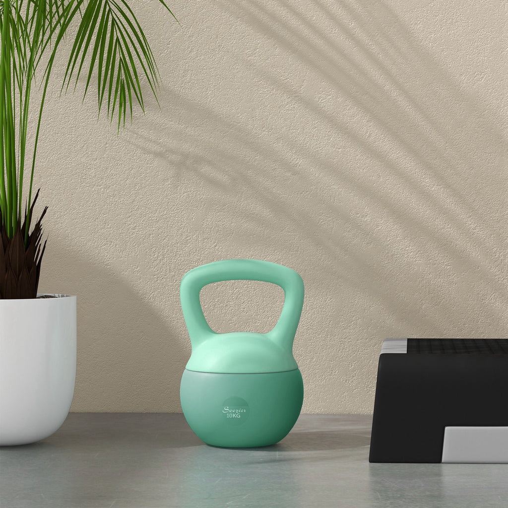 Soozier 13 رطل دمبل كيتل بيل ناعم، وزن مملوء بالرمل مع مقبض، وزن كيتل بيل للتمرين لكامل الجسم، أخضر