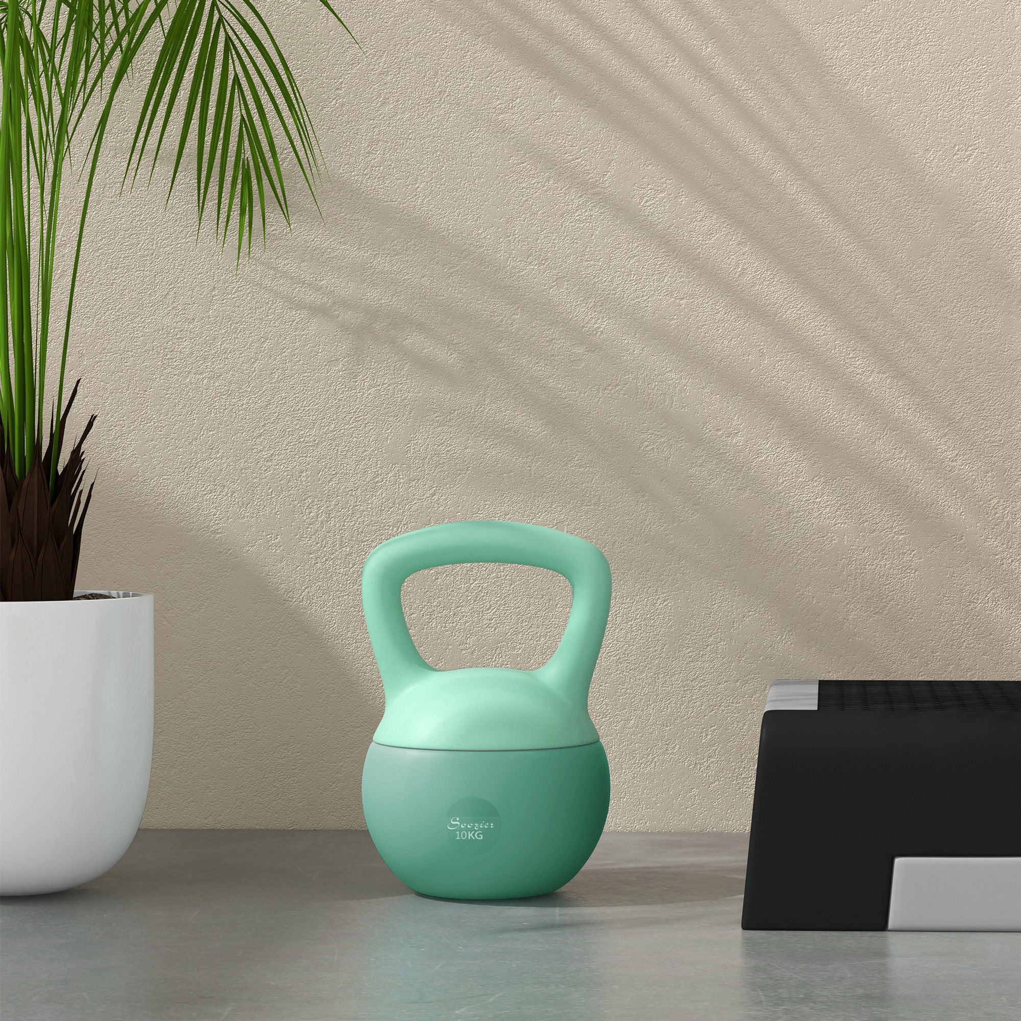 Soozier 13 رطل دمبل كيتل بيل ناعم، وزن مملوء بالرمل مع مقبض، وزن كيتل بيل للتمرين لكامل الجسم، أخضر