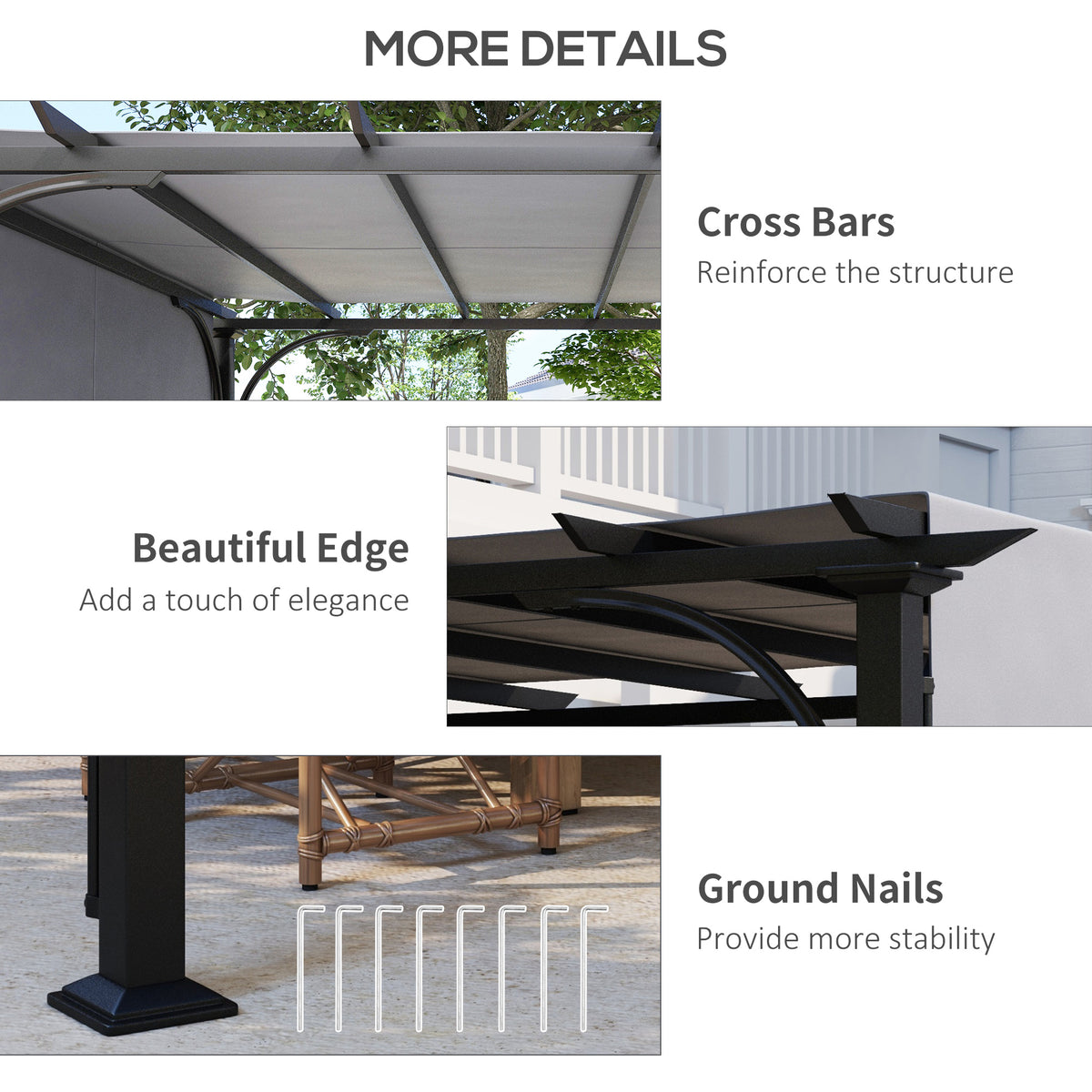 10' x 10' Outdoor Pergola Patio Gazebo Canopy Sun Shelter, Steel Frame, White