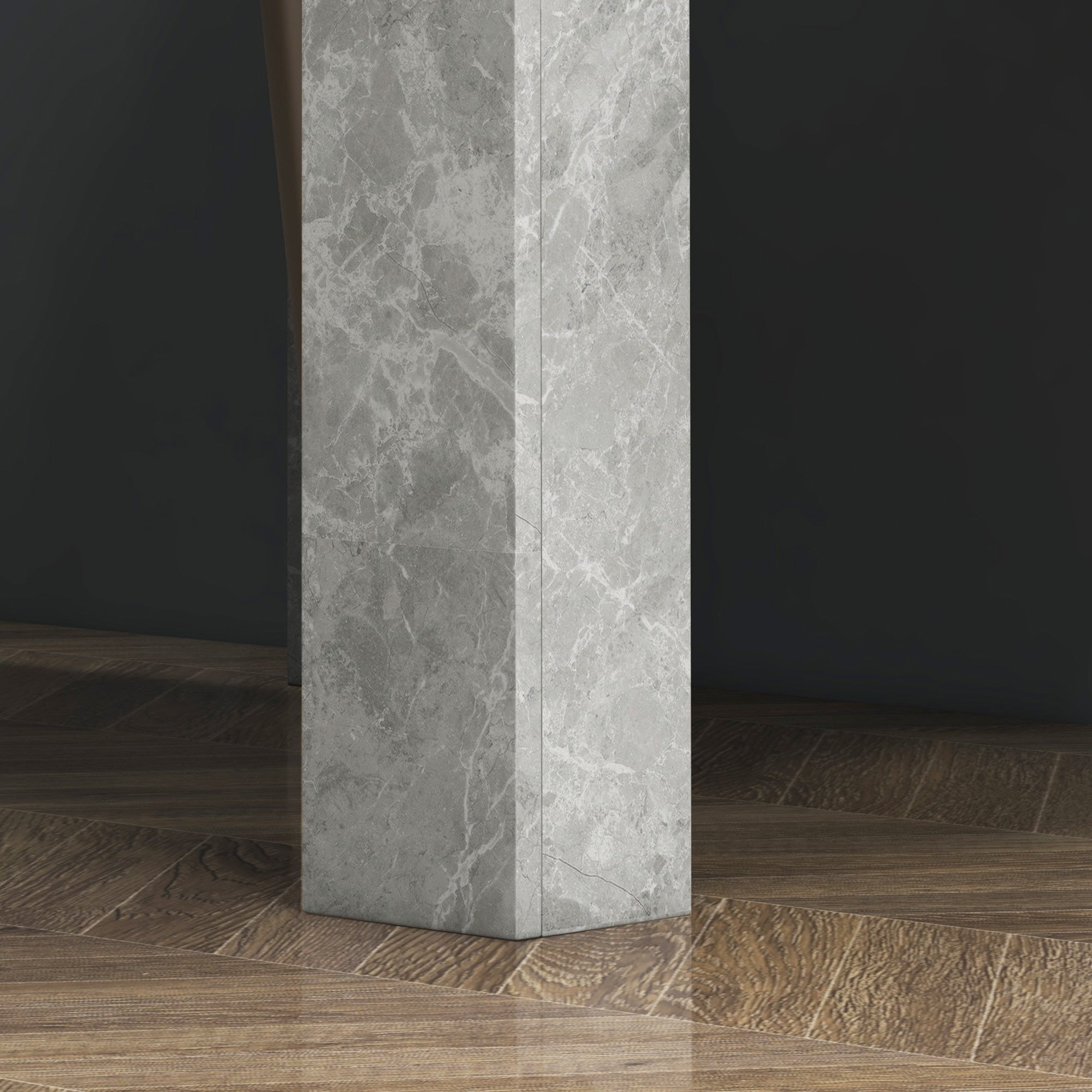 Square Dining Table, Modern Dining Room Table with Faux Cement Effect, Space Saving Small Kitchen Table, Cement Grey