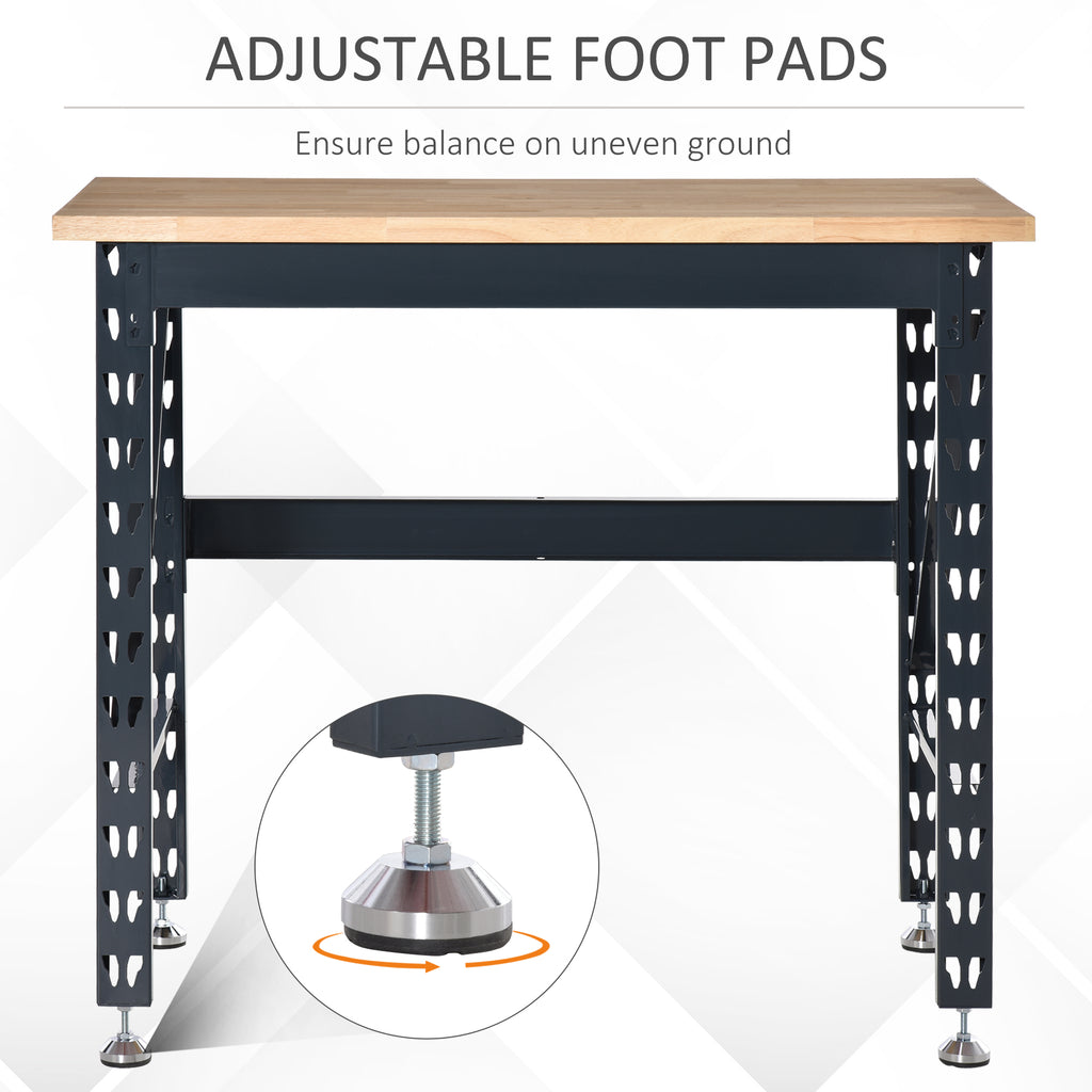 45" Workbench, Solid Wood Tabletop Workstation, Work Table with Four Adjustable Foot Pads, Weight Capacity 1100 Lbs