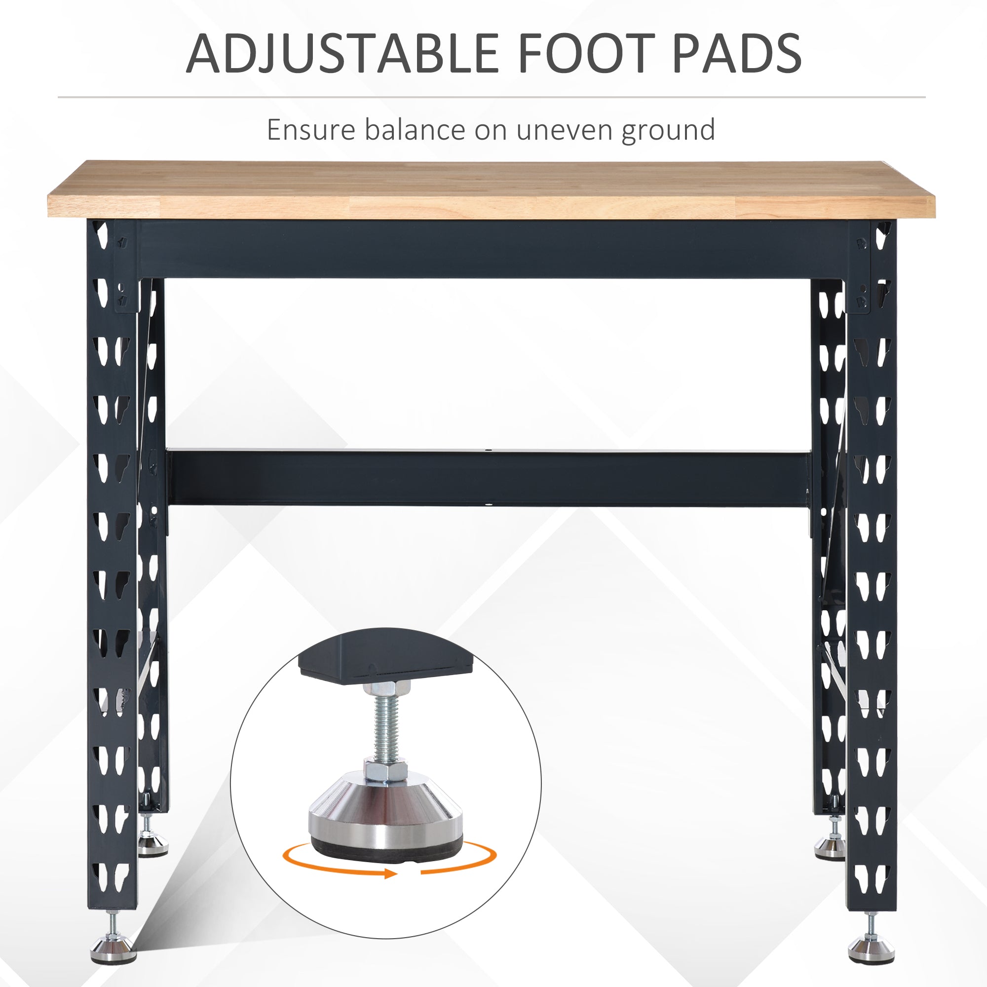 45" Workbench, Solid Wood Tabletop Workstation, Work Table with Four Adjustable Foot Pads, Weight Capacity 1100 Lbs
