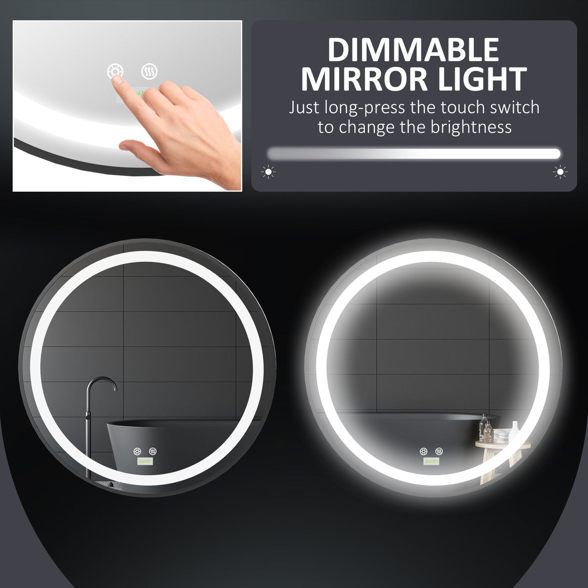 LED Bathroom Mirror for Vanity, Dimmable Lighted Anti Fog Wall Mirror with 3 Temperature Colors, Plug-in, 24 Inch