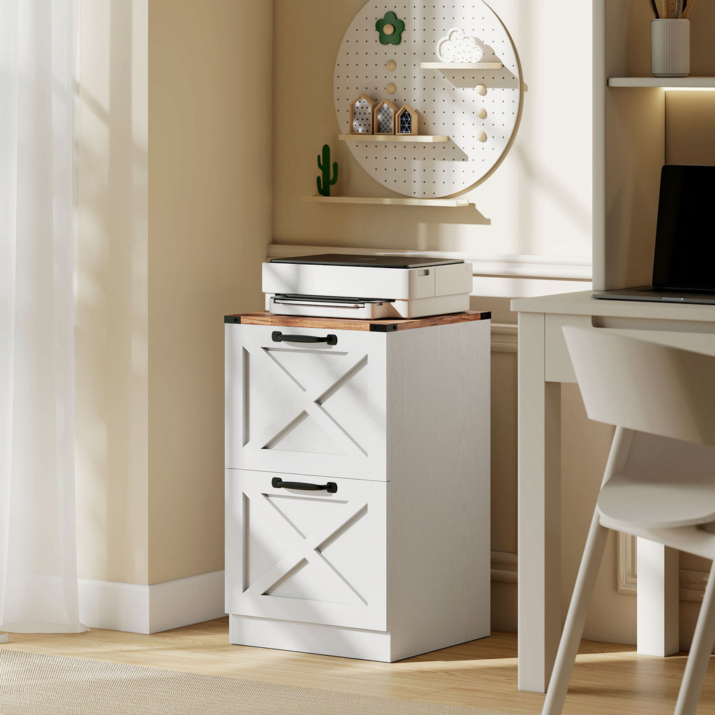 3 Drawer File Cabinet with Silent Slides, Vertical Farmhouse Filing Cabinet Fits Letter/A4 Size Home Office, White