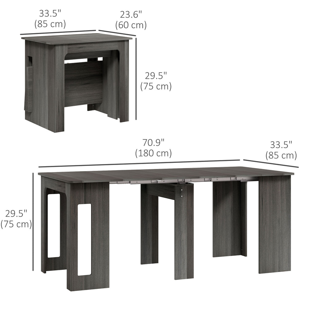 23.6"-70.9" Extendable Dining Table for 6-8 People, Space-Saving Rectangular Kitchen Table for Small Spaces, Dining Room, Kitchen, Living Room, White