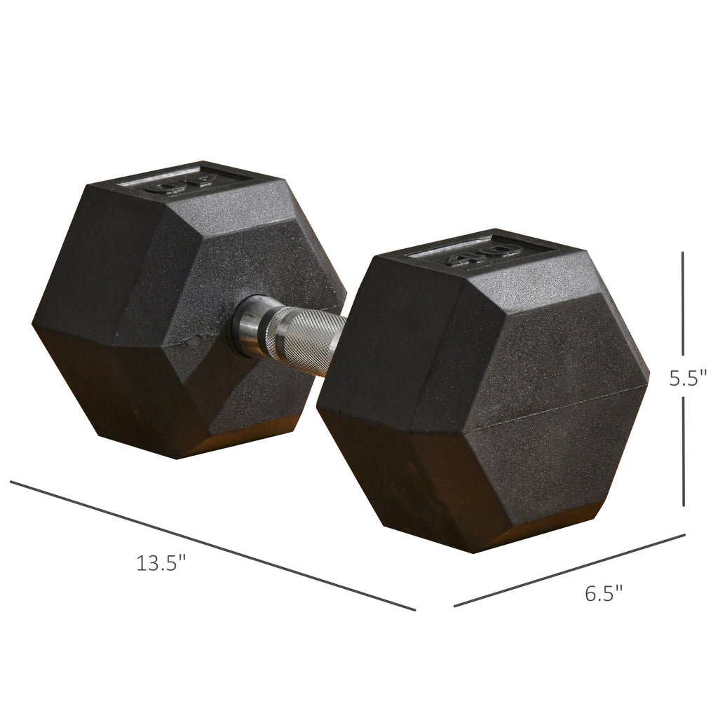 Soozier 35lbs Rubber Hex Dumbbell, Weight Dumbbell Hand Weight Barbell for Body Fitness Training for Home Office Gym, Black