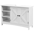 Bathroom Vanity Cabinet, Under Sink Storage Cabinet with Double Doors, Open and Adjustable Shelves, White