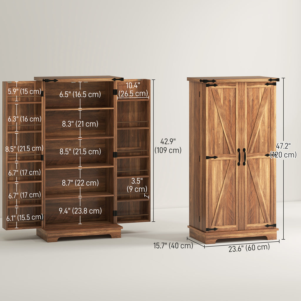 47" Kitchen Pantry Storage Cabinet, Farmhouse Kitchen Pantry Cabinet with Adjustable Shelves and Door Shelves, White