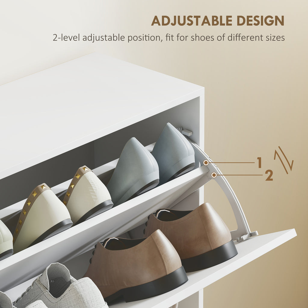 Flip Down Shoe Rack, Multi Cabinet, Wooden Shoe Shelf, Entryway, 4 Drawer Organizer, Freestanding Unit, White