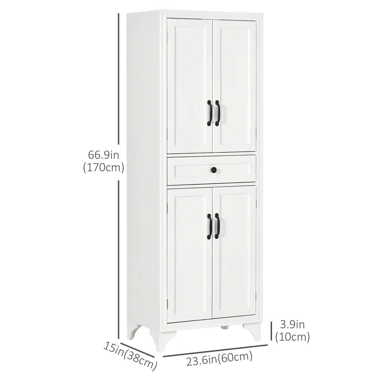 Freestanding Storage Cabinet, Kitchen Pantry Cabinet with 2 Shelves, 4 Doors, Kitchen Storage Cabinets for Dining Room