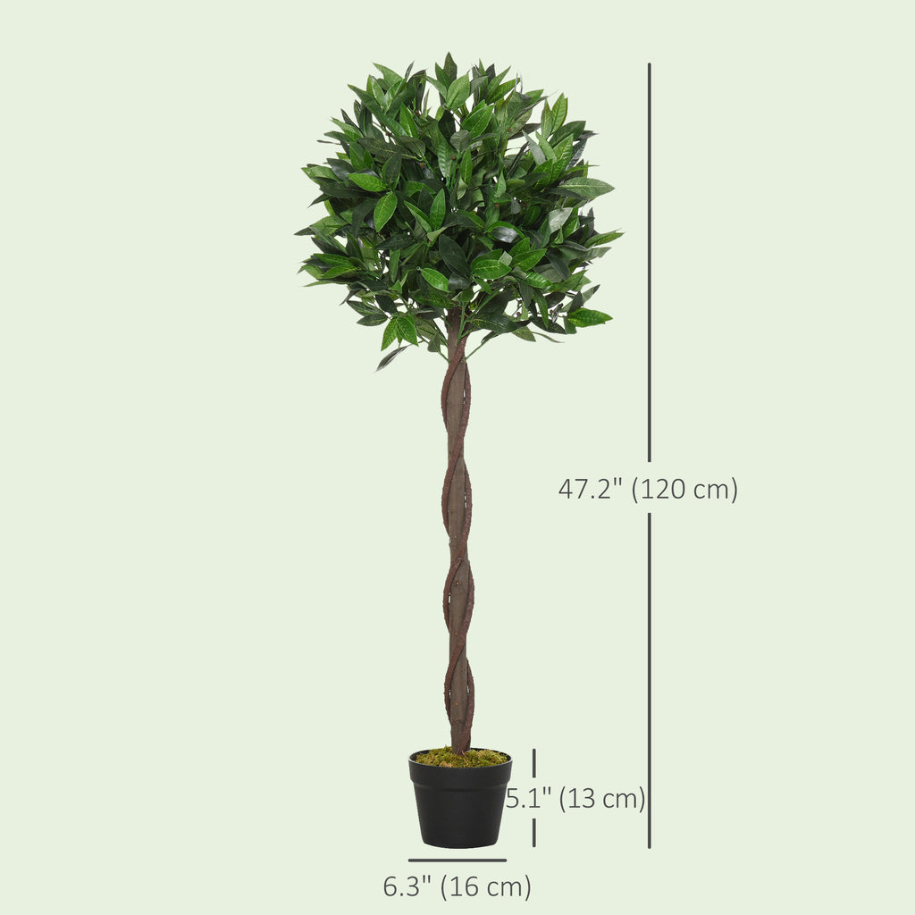 3FT Artificial Laurel Tree Set of 2, Lifelike Fake Plant with 564 Leaves, Potted Fake Plant for Home Office Decor, Green