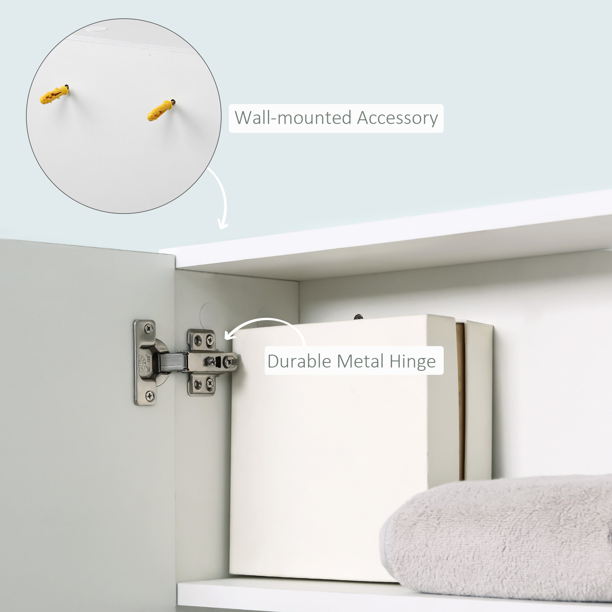 Bathroom Storage Cabinet with Mirror, Wall Mounted Medicine Cabinet with 3 Open Shelves and 2-tier Cupboard