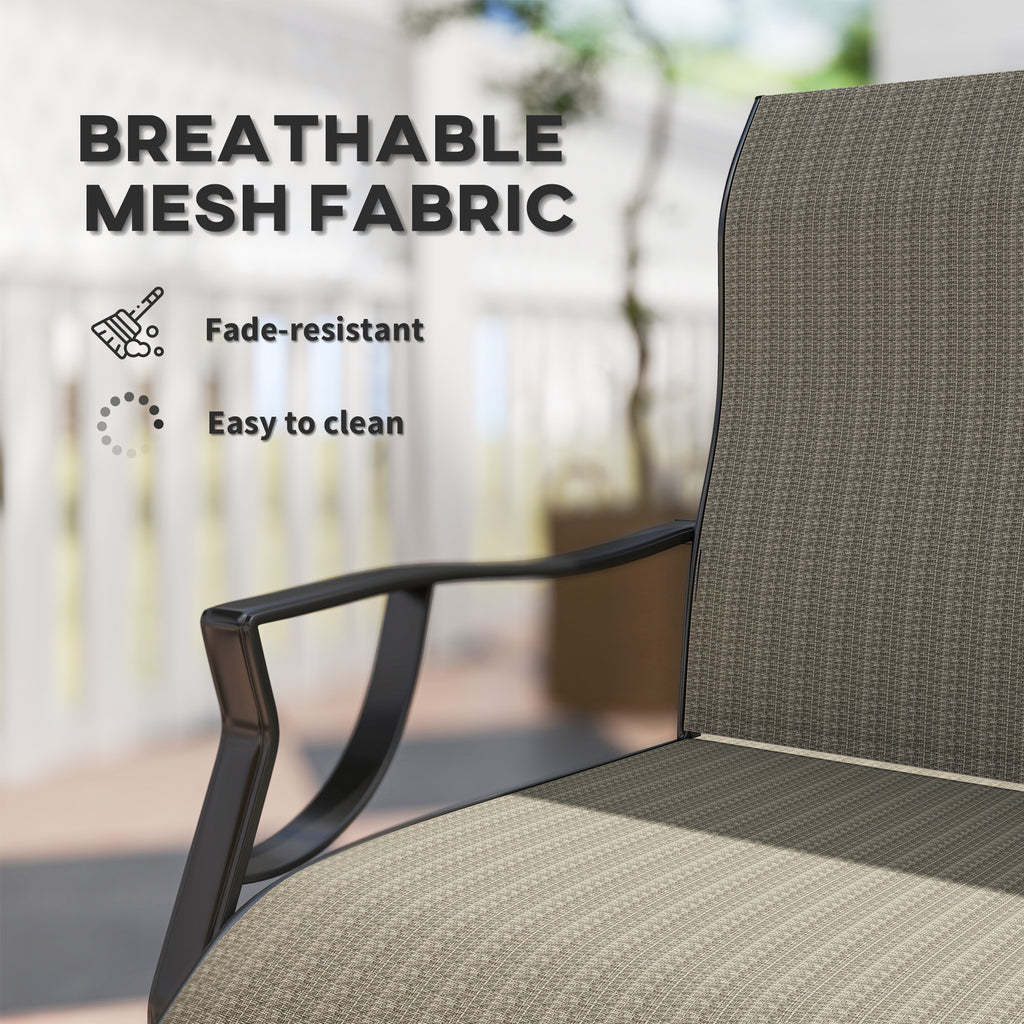 C Spring Motion Patio Chairs Set of 2 with Curved High Backrest, Armrest, All Weather Breathable Fabric, Metal Frame