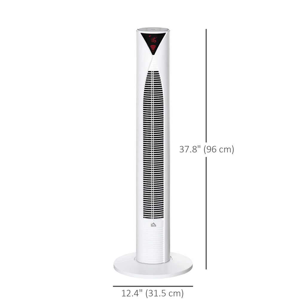 Freestanding Tower Fan Cooling for Home Bedroom with 3 Speed, 12h Timer, Oscillating, LED Sensor Panel, Remote Controller, White