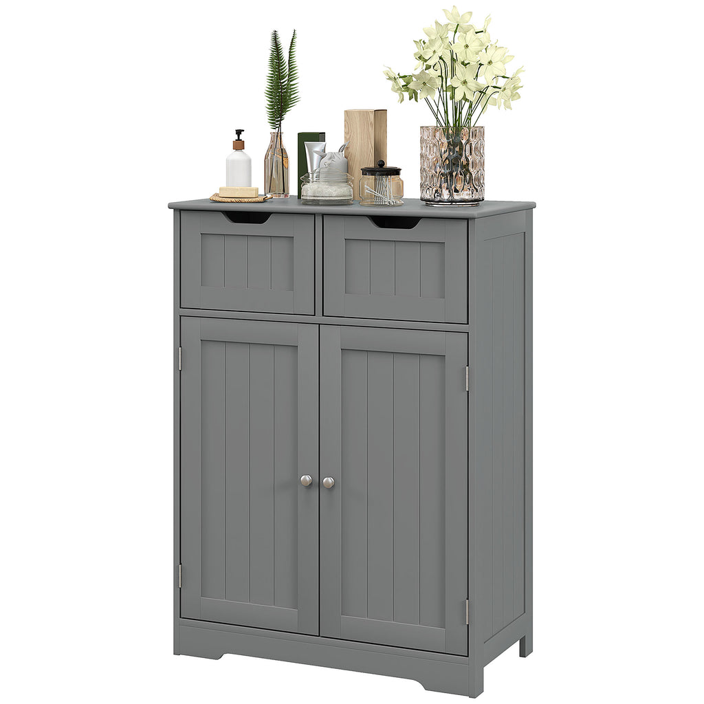Bathroom Cabinet, Bathroom Storage Cabinet with 2 Drawers, Adjustable Shelf for Living Room, Entryway, White