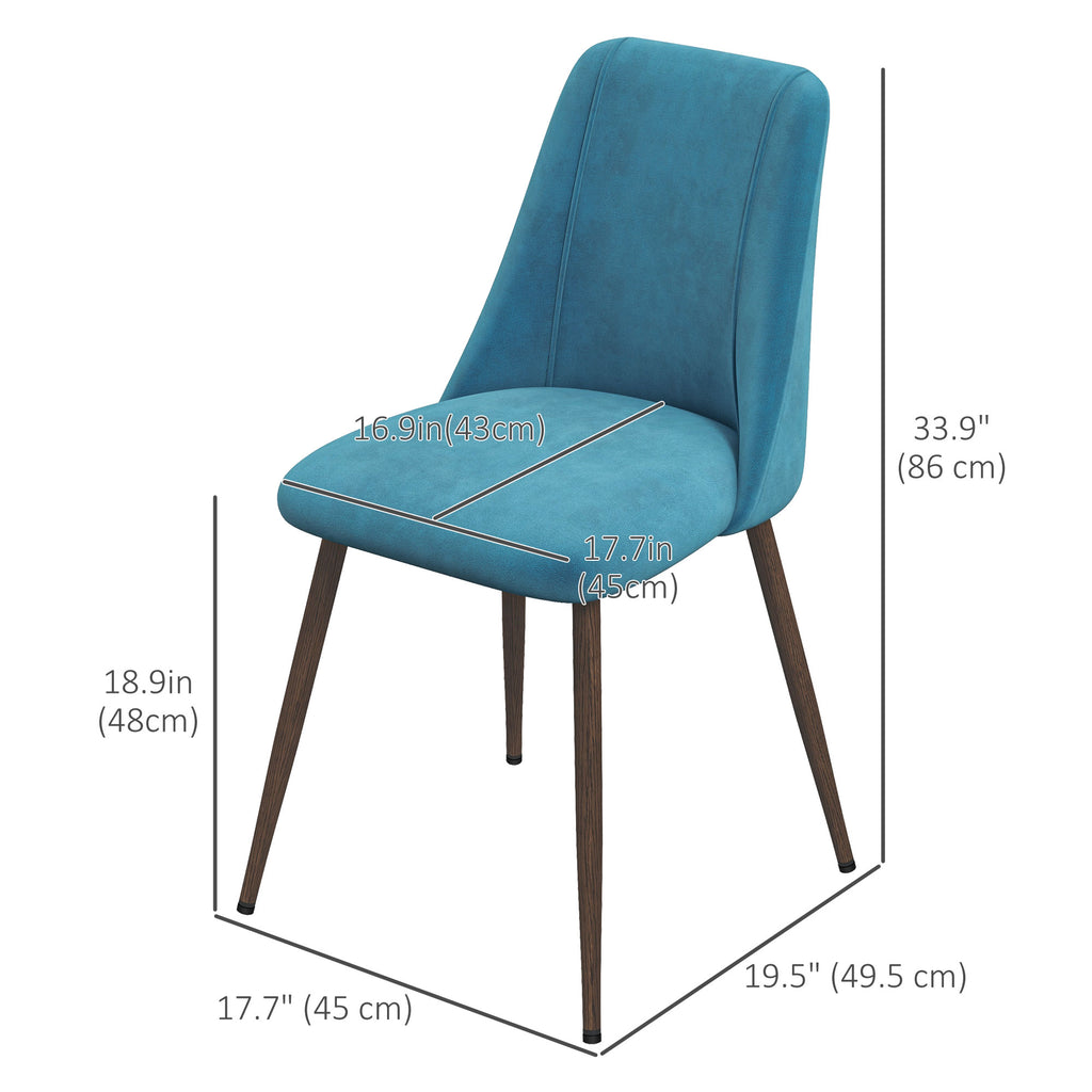 Upholstered Dining Chairs Set of 4, Velvet Accent Chair with Back and Wood-grain Steel Leg for Kitchen, Grey