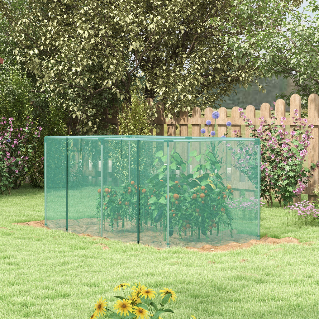 Galvanized Steel Crop Cage, Plant Protection Tent with Zippered Door, 4' x 4', Green