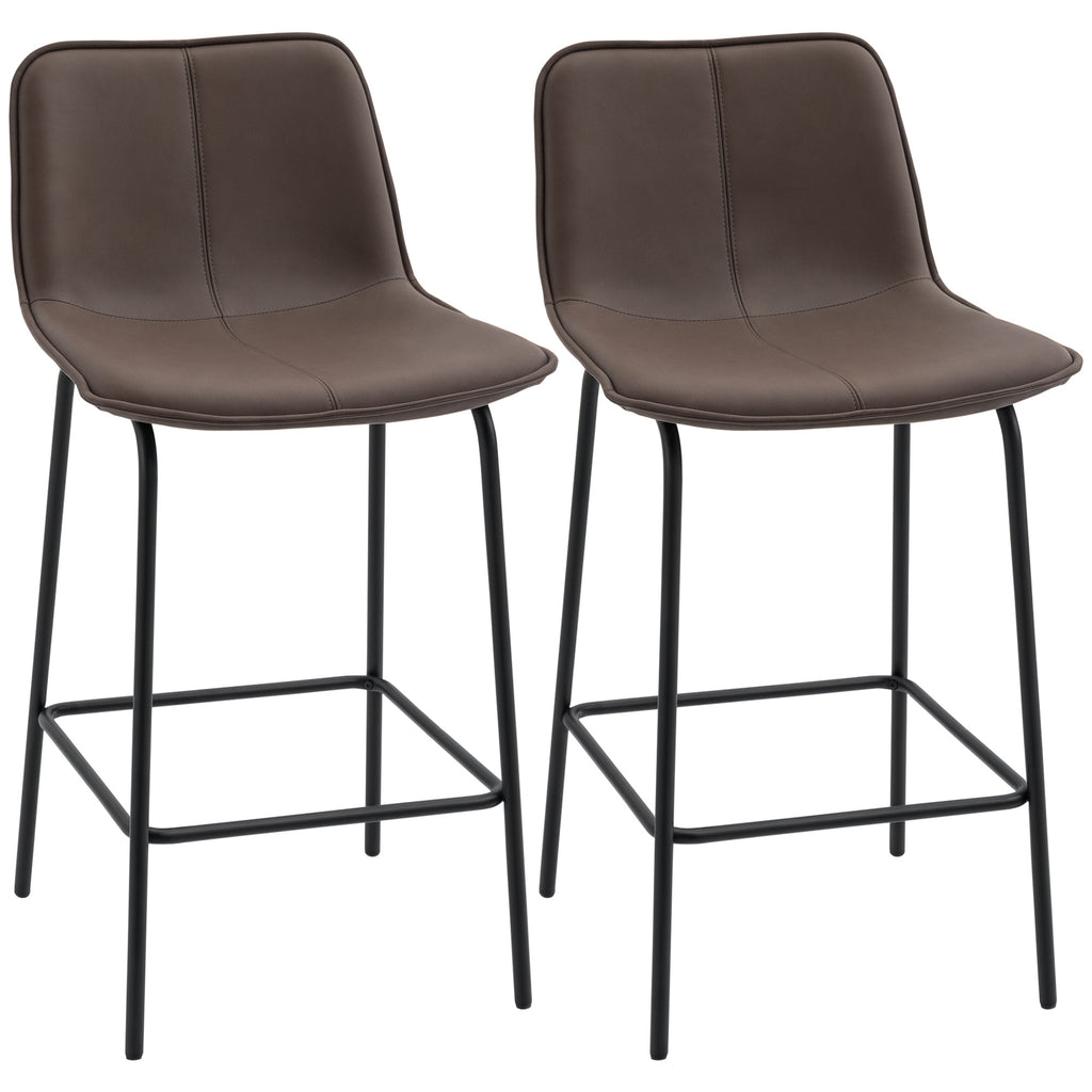 Bar Stools Set of 2, Upholstered Counter Height Bar Chairs, 26" (66 cm) Kitchen Stools with Steel Legs for Dining Area, Kitchen Aisle, Coffee