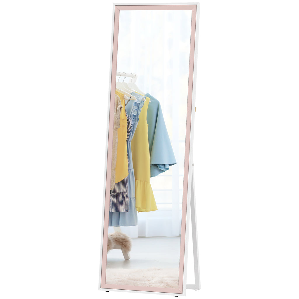 64" x 21" ሙሉ ቁመት መስታወት፣ ምስ ፍሬም ዝተሰርሐ ካራባዕ ሙሉ ኣካል መስታወት፣ ደው ዝበለ፣ ዝተንጠልጠለ ወይ ዝተደገፈ፣ ጻዕዳን ሮዛን