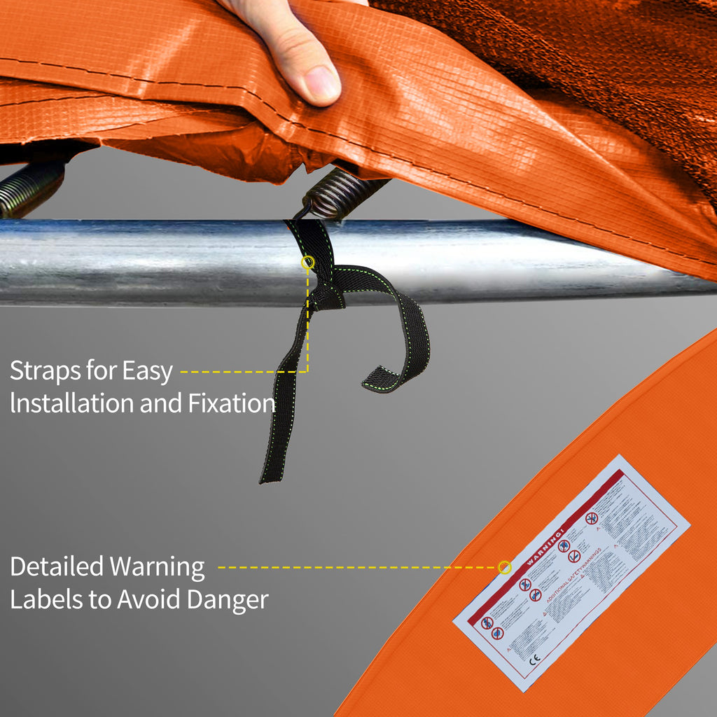 Soozier 14ft Trampoline Replacement Pad Trampolining Replacement Jump Bounce Exercise GYM Pad Only Light Orange