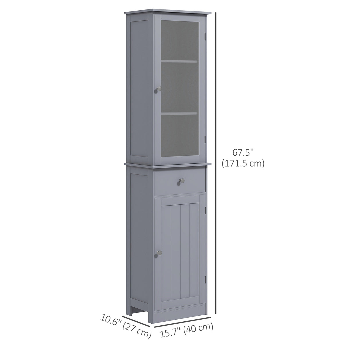 Tall Bathroom Cabinet, Bathroom Storage Cabinet with Drawers, 2 Doors and Adjustable Shelves, White