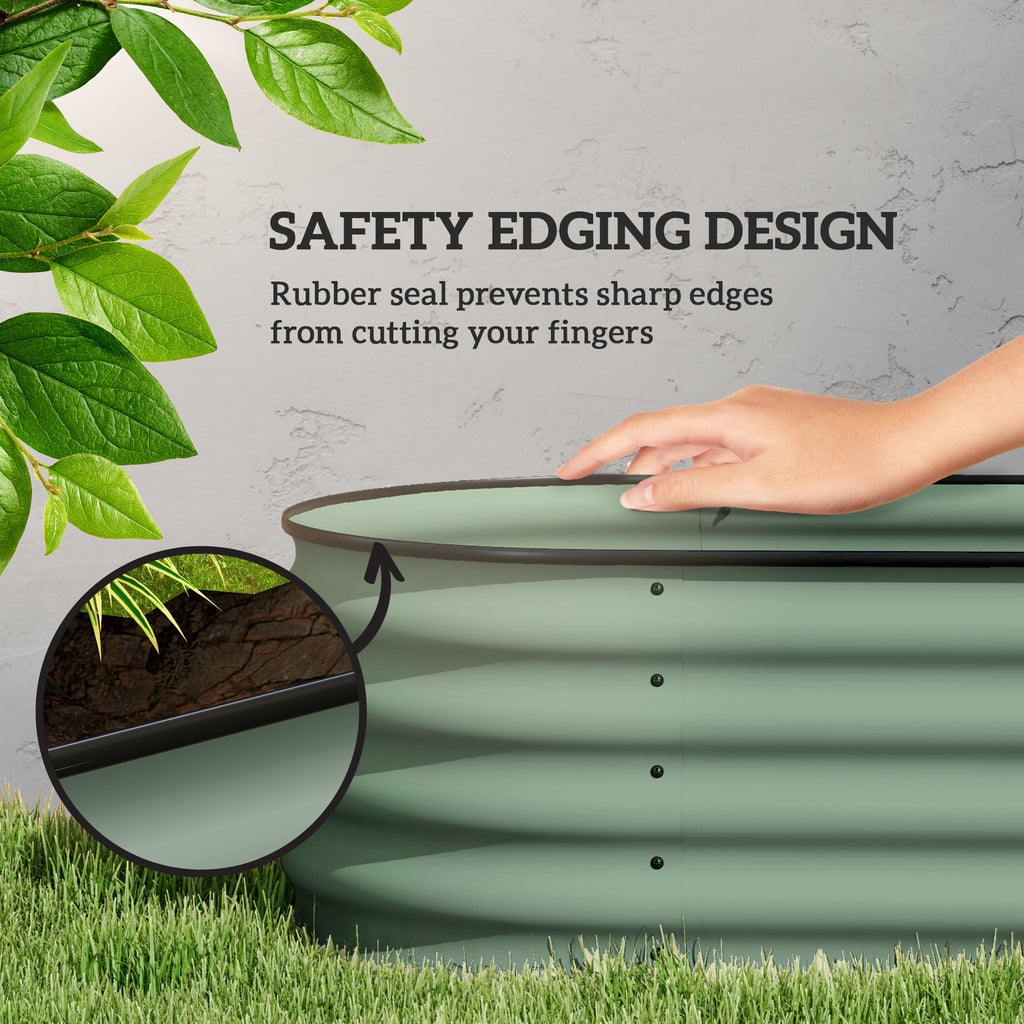 6.5 x 2 x 1.5 FT Galvanized Steel Raised Garden Bed, Metal Garden Bed Planter Box with Safety Edging, Green