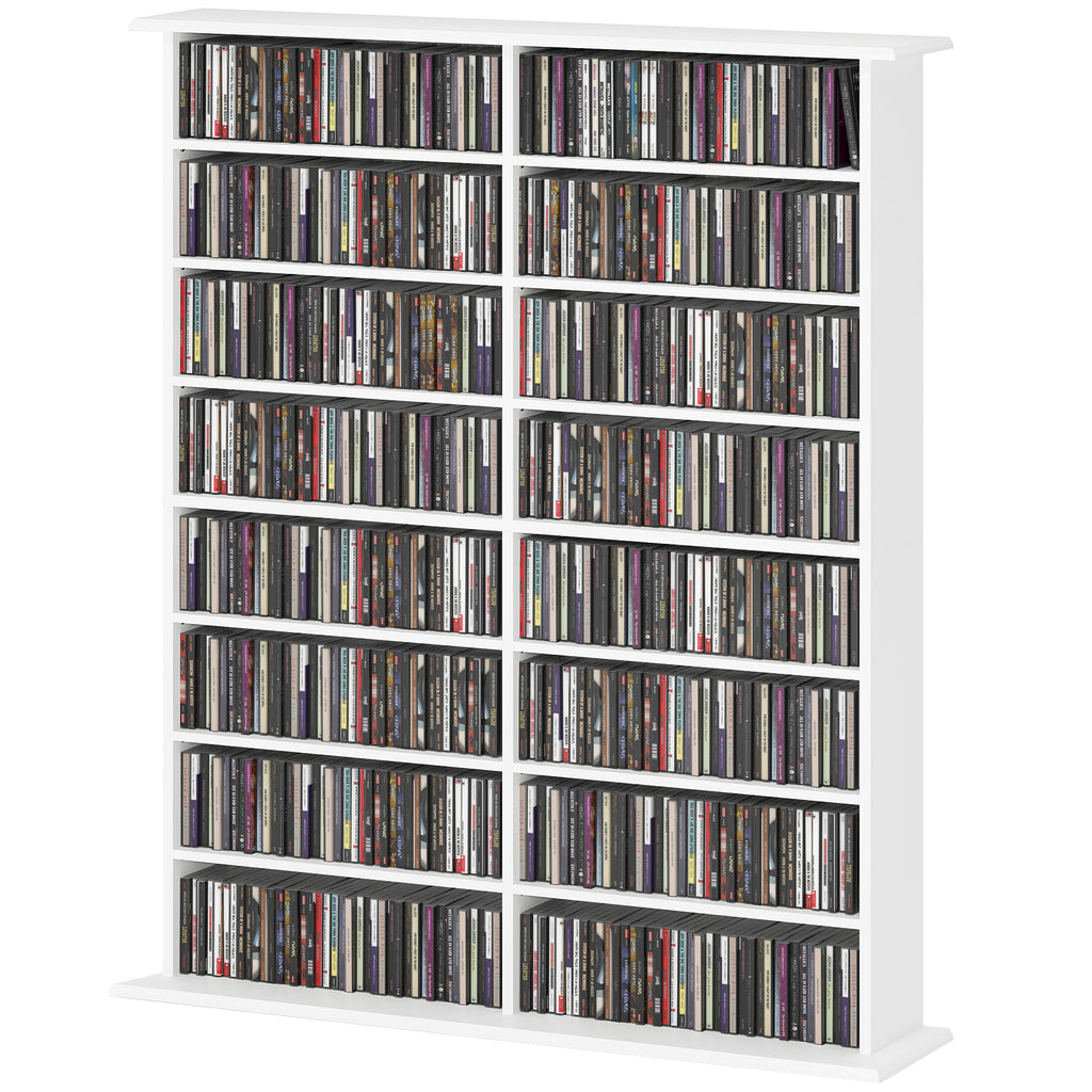 8-Tier DVD Shelf with 12 Adjustable Shelves, Double CD Shelf, Holds 720 CDs, 396 DVDs or 396 Blu-rays, Black