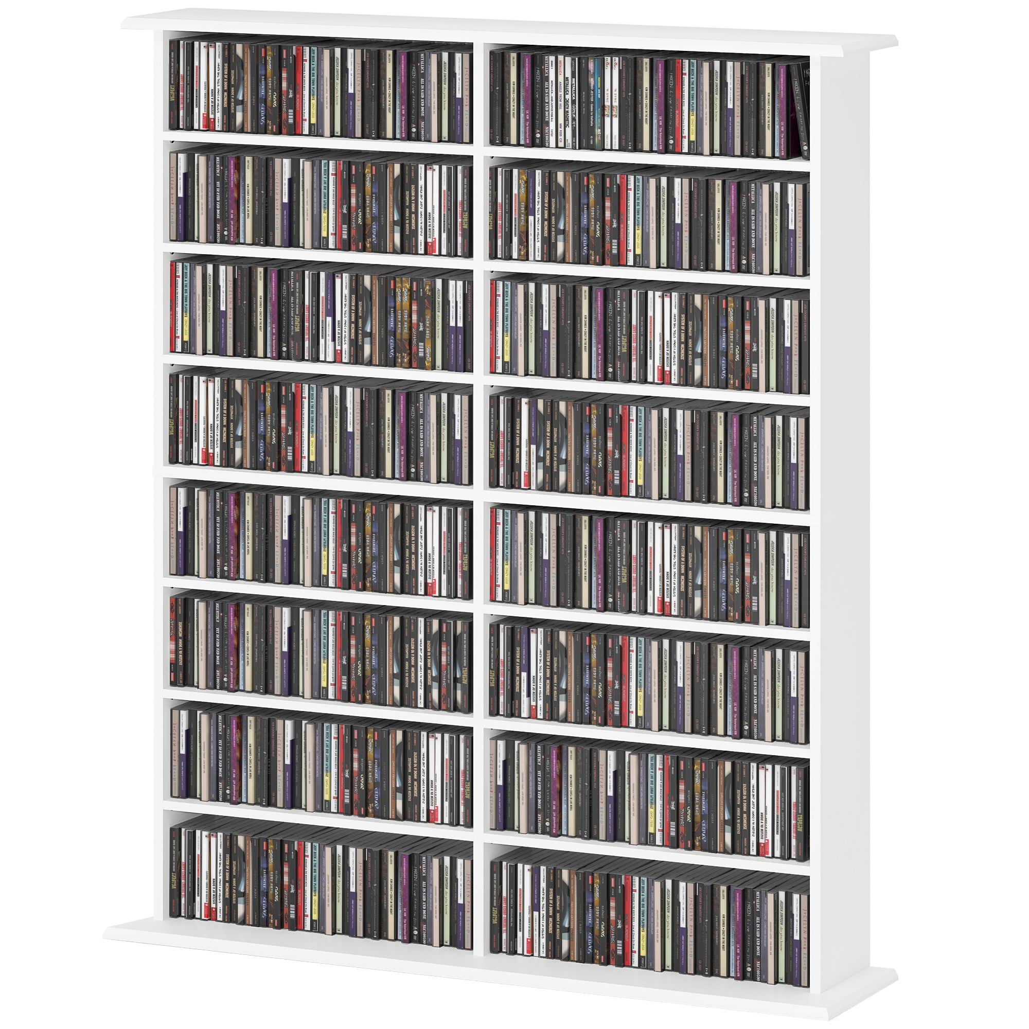 8-Tier DVD Shelf with 12 Adjustable Shelves, Double CD Shelf, Holds 720 CDs, 396 DVDs or 396 Blu-rays, Black