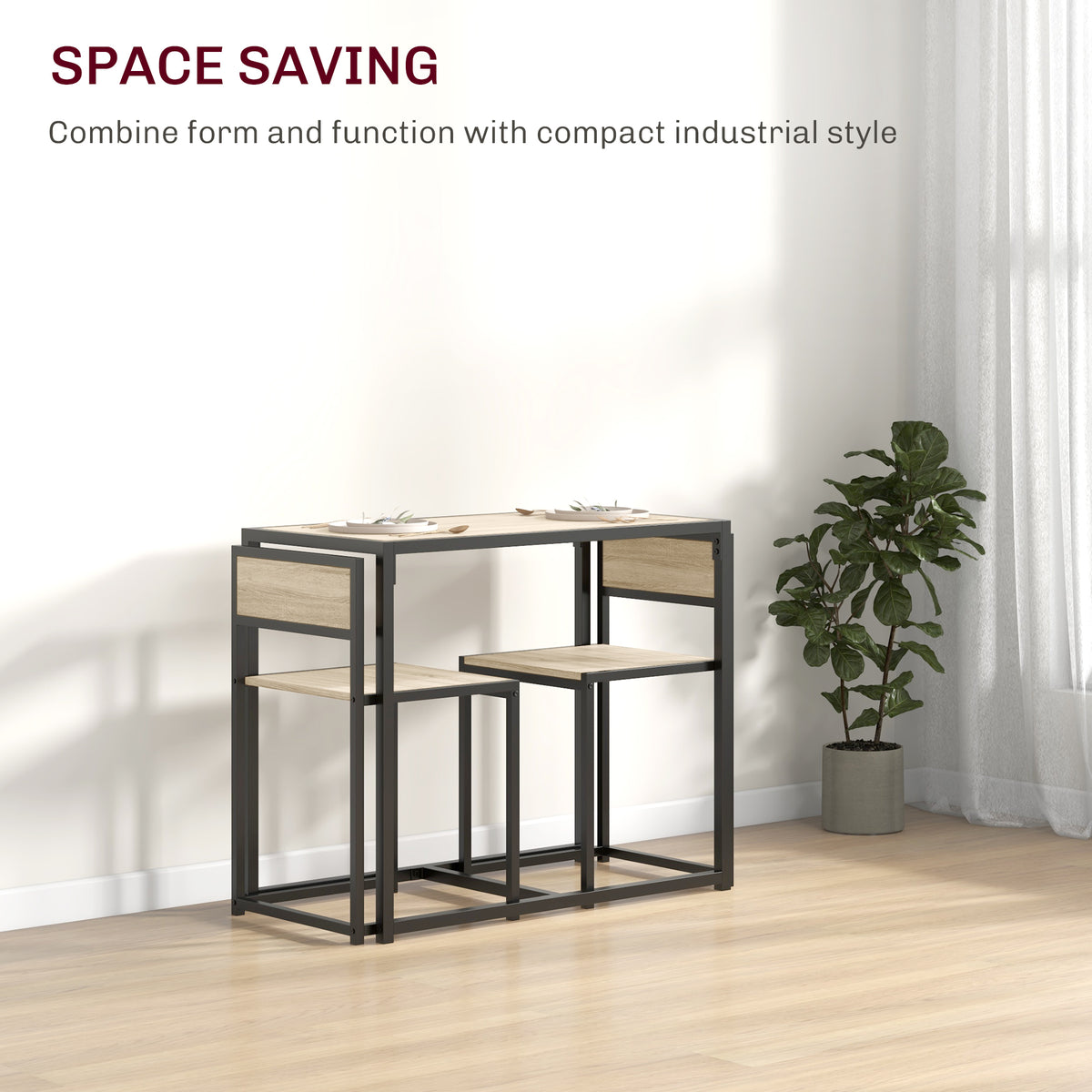 Dining Table Set, Industrial Dining Set for 2, Kitchen Table and Chairs for Small Space, Dining Room Table with Chairs