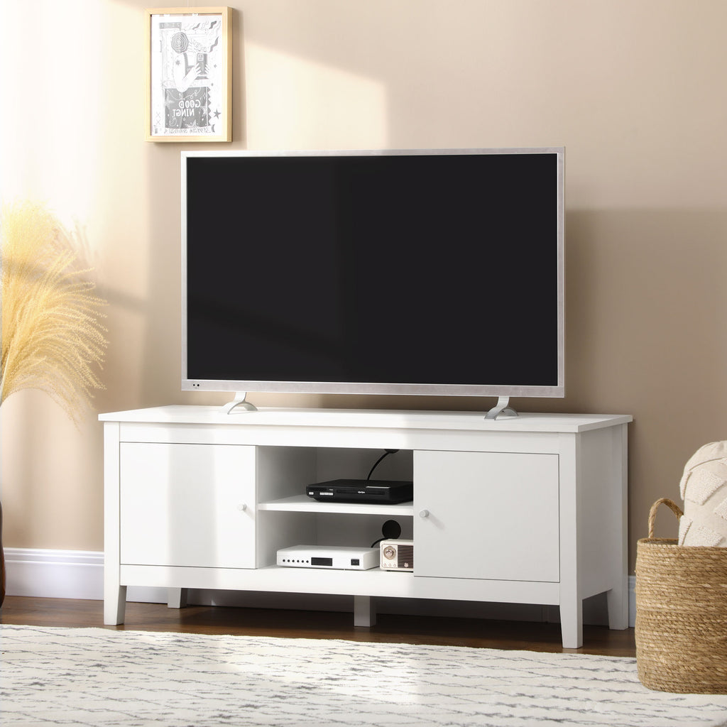 ናይ ዘመናዊ ቲቪ መቐመጢ ንቲቪ ክሳብ 55"፣ ቲቪ ቤንች ምስ መዕቆቢ ካብነትን መደርደሪን፣ 47.2" x 16.7" x 19.7"፣ ጻዕዳ
