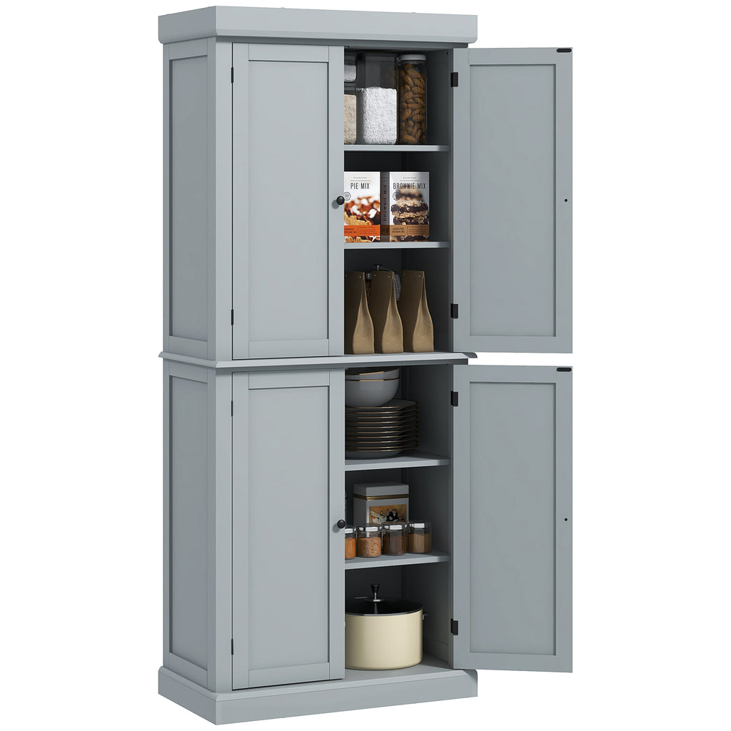 72.5" Freestanding Kitchen Pantry Cabinet with 4 Doors, Black