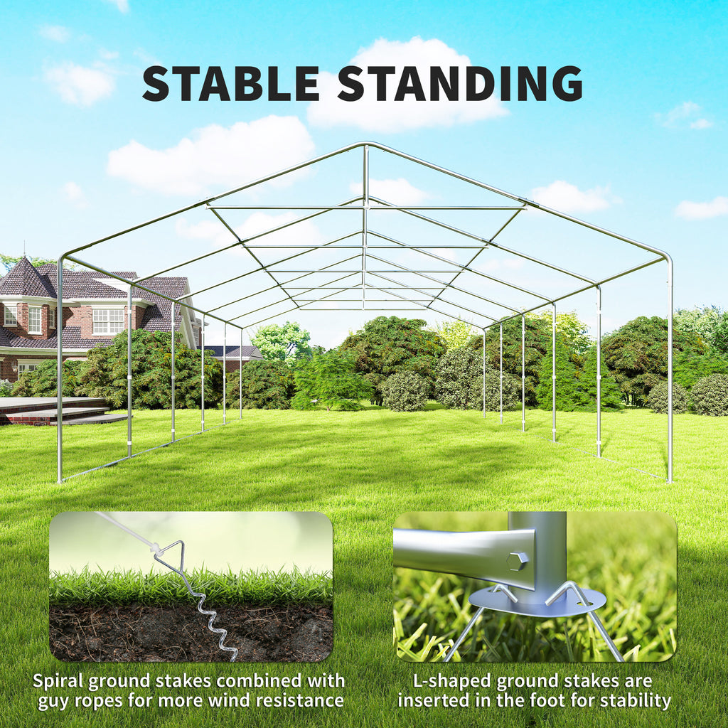 20'x33' Heavy Duty Large Party Tent & Carport with Removable Sidewalls, Portable Garage Canopy Tent, Grey