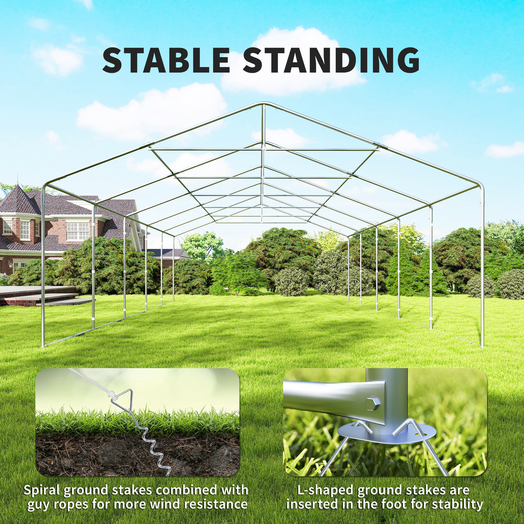 20'x33' Heavy Duty Large Party Tent & Carport with Removable Sidewalls, Portable Garage Canopy Tent, Grey