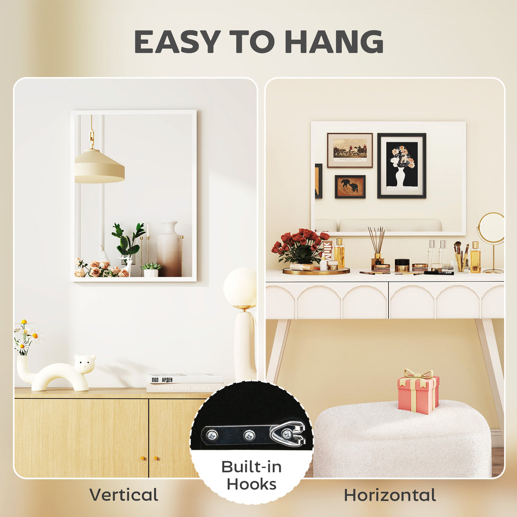 20" x 28" Bathroom Mirror for Wall, Rectangular Mirror for Living Room, Bedroom, Entryway, White