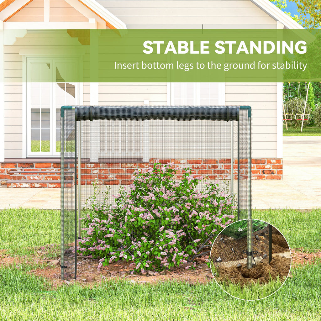 Galvanized Steel Crop Cage, Plant Protection Tent with Zippered Door, 4' x 4', Green