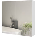 24" x 24" Medicine Cabinet, Wall Mounted Bathroom Mirror Cabinet with Mirrored Doors, Adjustable Shelves and Soft Close Mechanism, High Gloss White