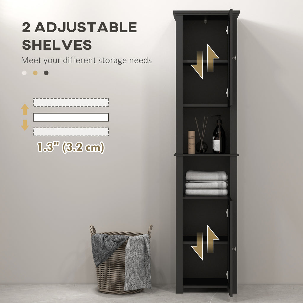 Tall Medicine Cabinet, Freestanding Bathroom Storage Cabinet with Shelves and 2 Cupboards, Bathroom Organizer, White