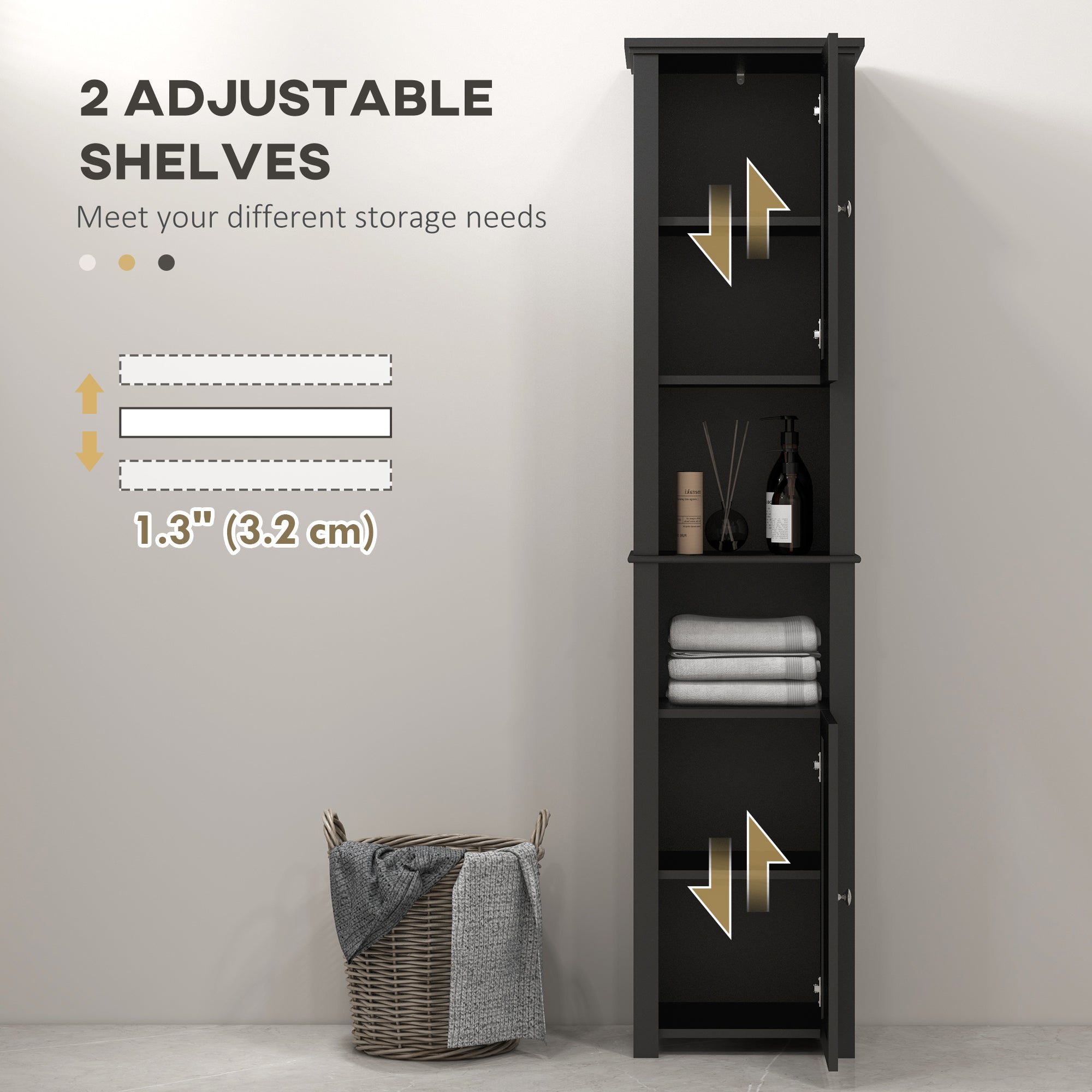 Tall Medicine Cabinet, Freestanding Bathroom Storage Cabinet with Shelves and 2 Cupboards, Bathroom Organizer, White