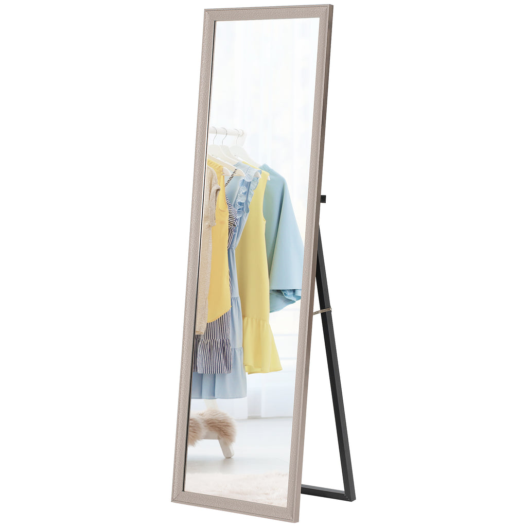 64" x 21" ምሉእ ቁመት ርእሲ መስተዋት ምስ ፍሬም፣ ናጻ ደው ዝብል፣ ኣብ መንደቕ ዝተሰቕለ ወይ ዝተደገፈ፣ ጉንሜታል ሲልቨር