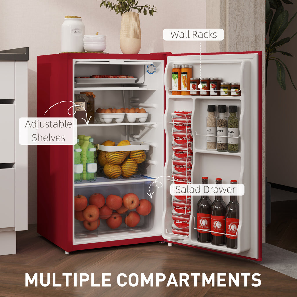 Compact Refrigerator, Mini Fridge with Freezer, Adjustable Shelf, Mechanical Thermostat and Reversible Door, White