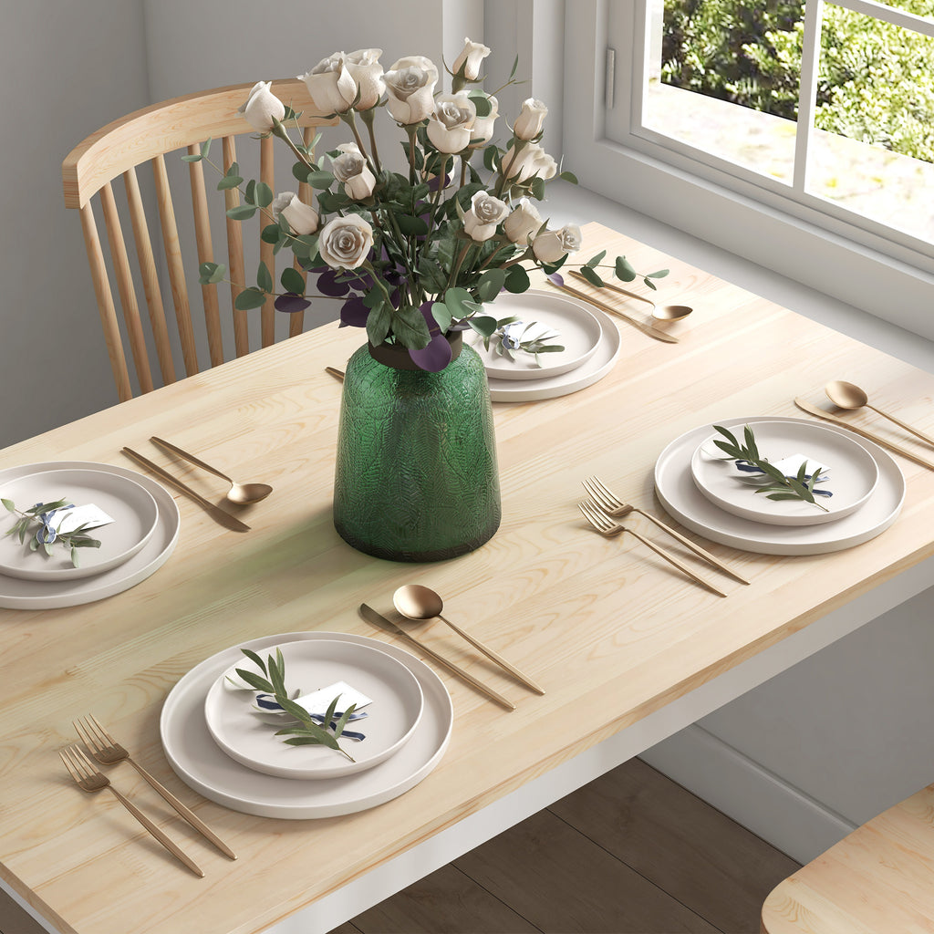 47" x 30" Dining Table, Farmhouse Dining Room Table with Pine Wood Frame, Space Saving Kitchen Table, Natural
