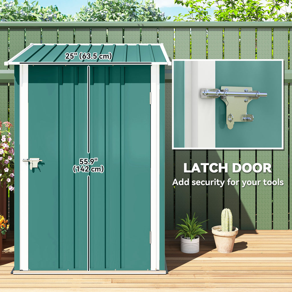 3.3' x 3.4' Lean-to Garden Storage Shed, Outdoor Galvanized Steel Tool House with Lockable Door for Patio Grey