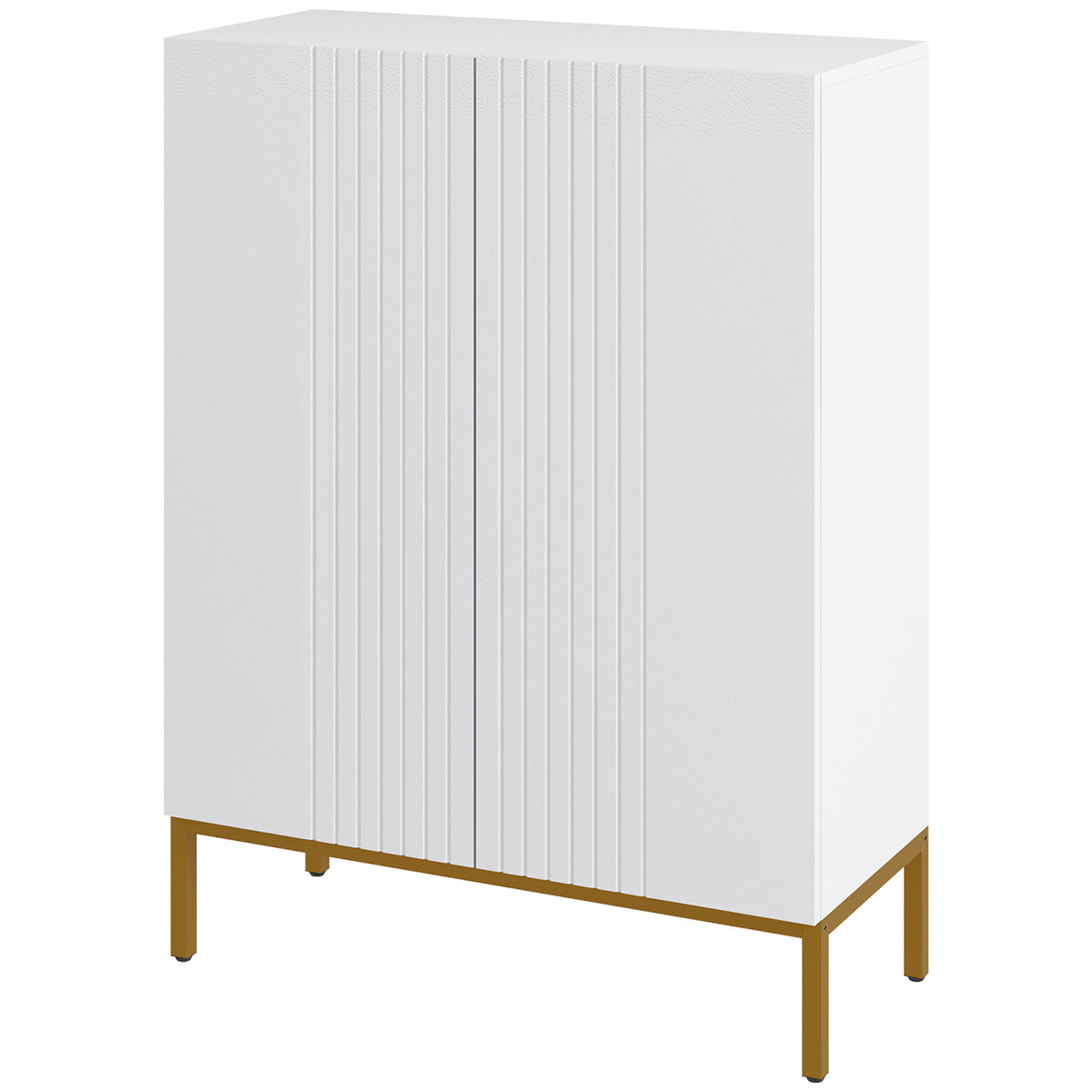 Shoe Storage Cabinet with Adjustable Shelves and Soft-Close Hinges, for 15-20 Pairs of Shoes, White