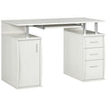 47" Computer Desk with Keyboard Tray and Storage Drawers, Home Office Workstation Table with Storage Shelves, White